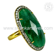 Natural Emerald White CZ Ring Handmade 925 Silver Jewelry Hot New Desgn Wholesale Silver Jewelry